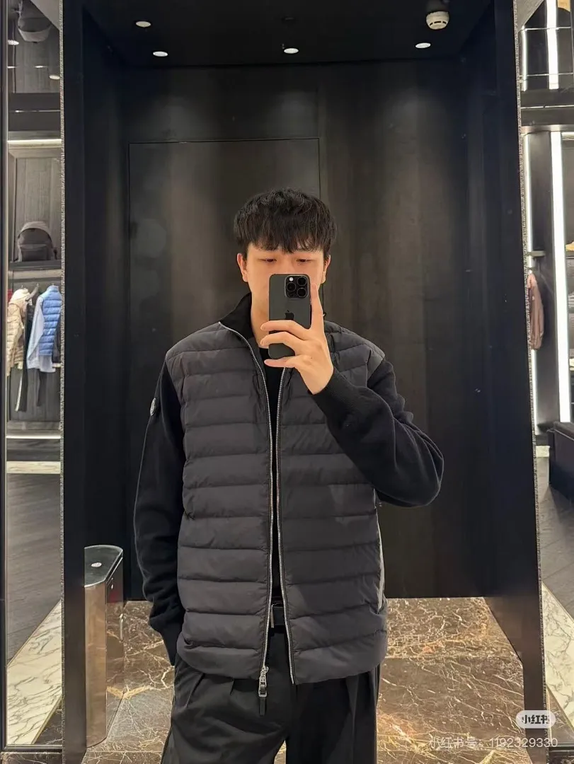 Moncler蒙口24s新款袖子拼接针织立领轻薄羽绒服外套