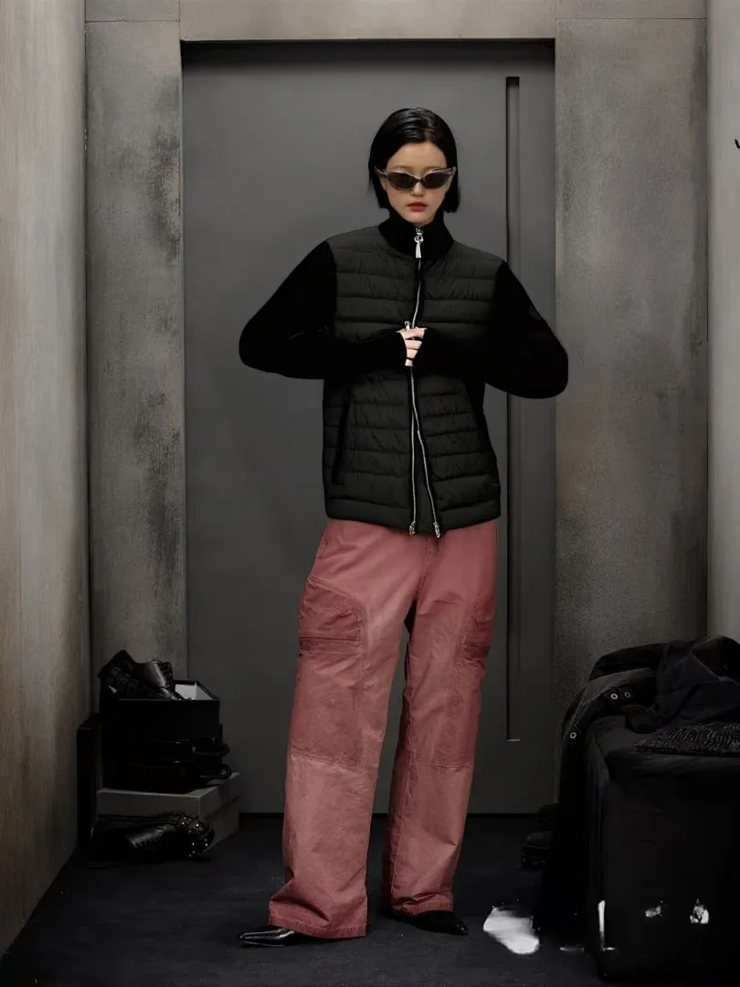 Moncler蒙口24s新款袖子拼接针织立领轻薄羽绒服外套