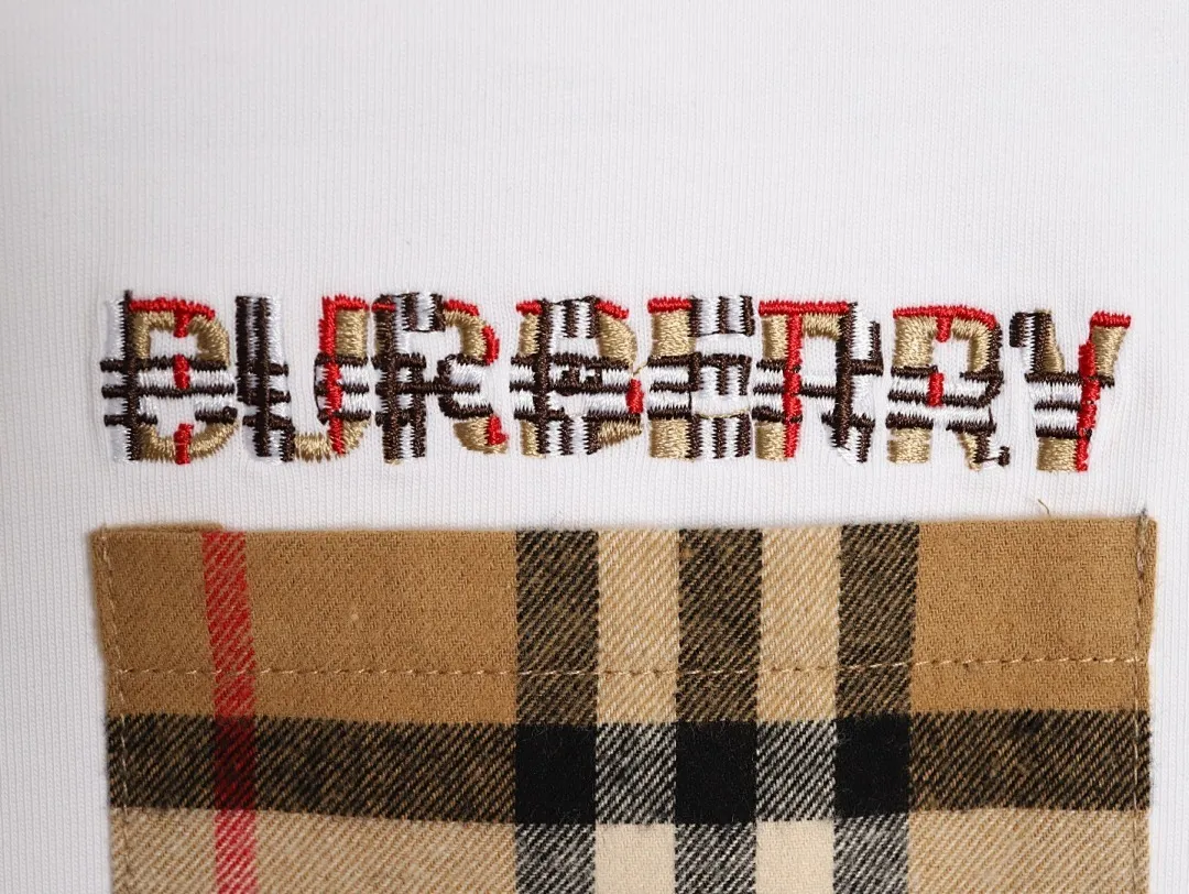 Burberry/巴宝莉 格纹口袋尼龙拼接短袖