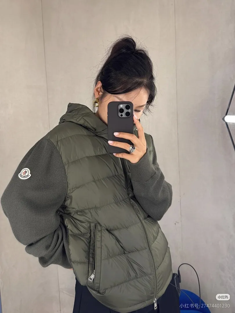 Moncler 蒙口 24s新款袖子拼接针织连帽轻薄羽绒服外套 秋冬新款羽绒拼接夹克