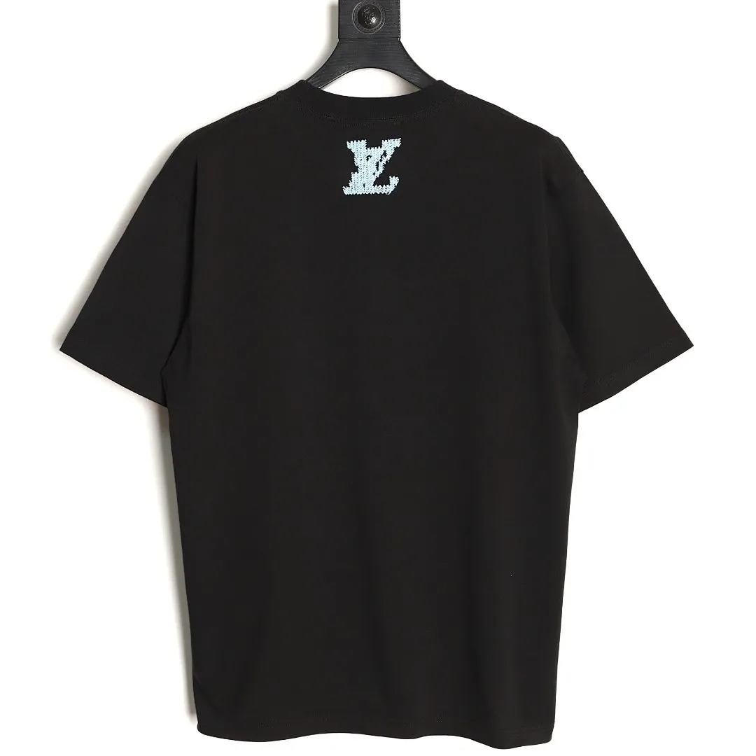 Louis Vuitton路易威登蓝色刺绣字母短袖