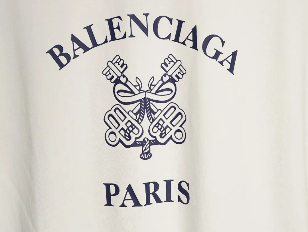 BALENCIAGA巴黎世家BLCG 钥匙图案印花短袖T恤