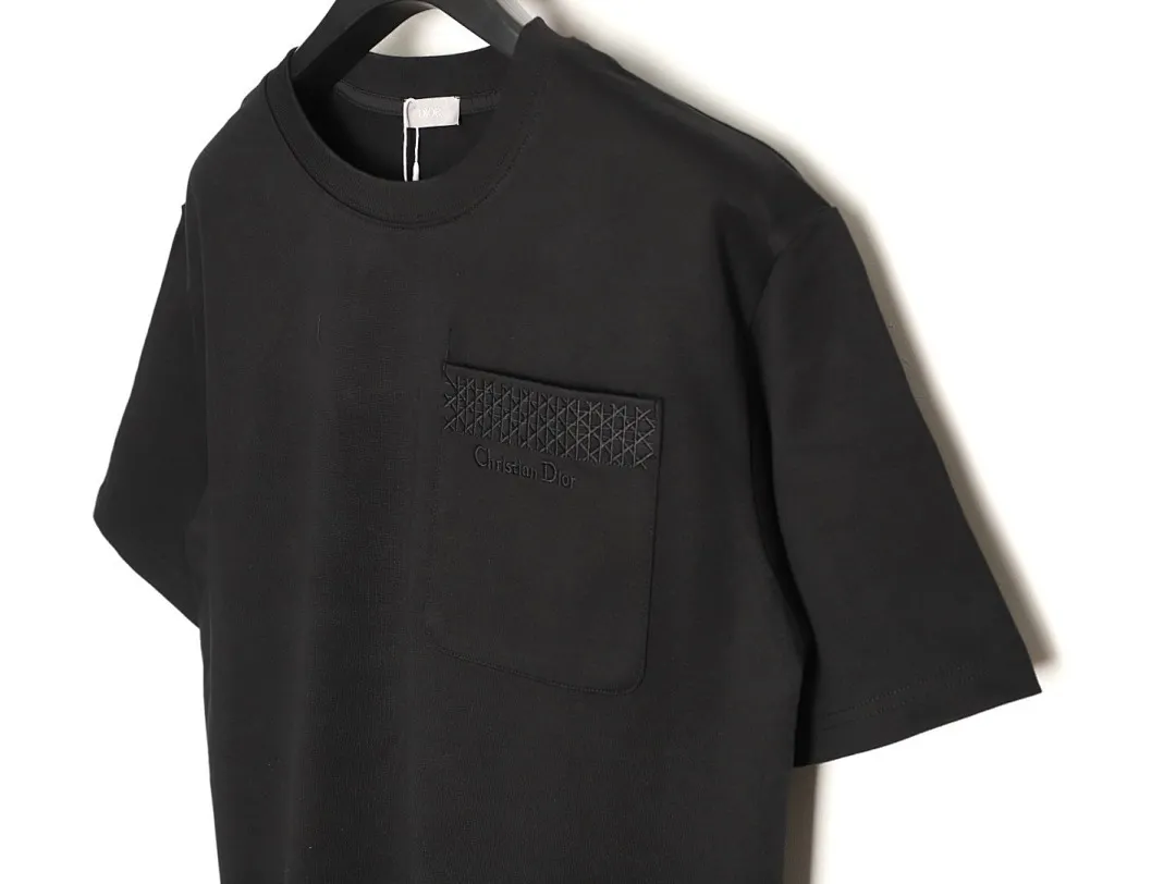 Dior/迪奥 16SS藤格纹刺绣字母口袋短袖T恤