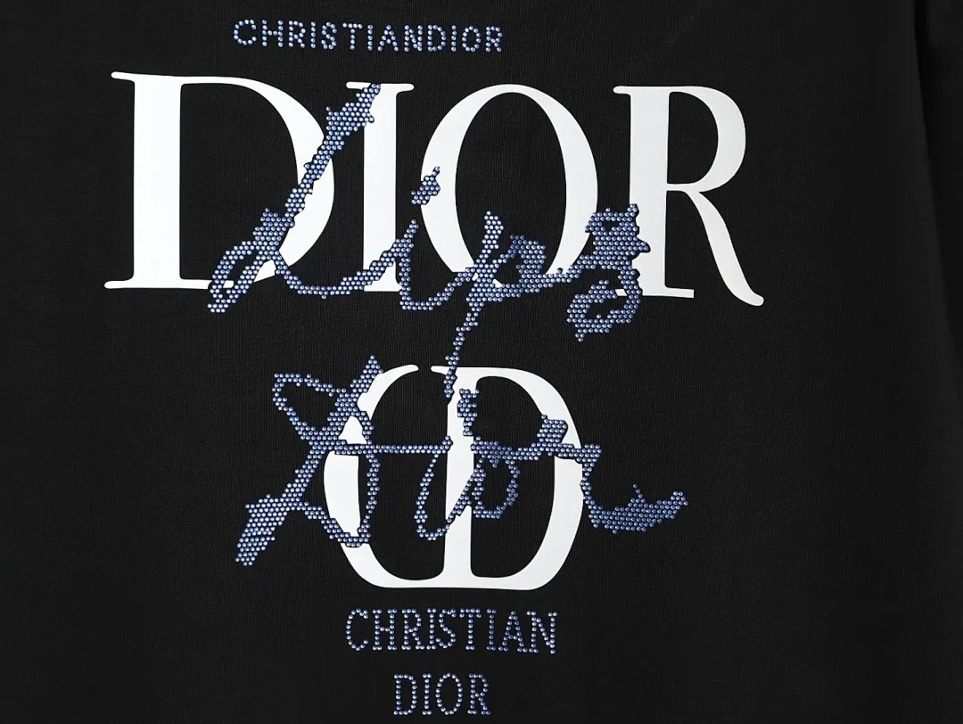 DIOR 迪奥 2026新款 3M反光字母+烫珠logo 男女同款 短袖t恤