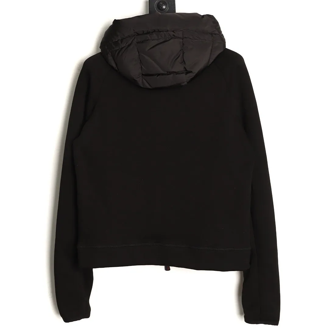 MONCLER蒙口MC 三角标梭织拼接连帽羽绒服