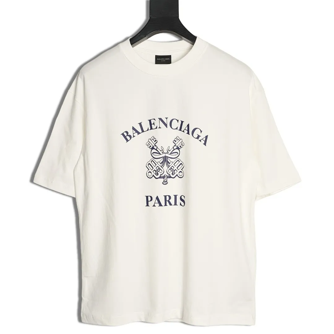BALENCIAGA巴黎世家BLCG 钥匙图案印花短袖T恤