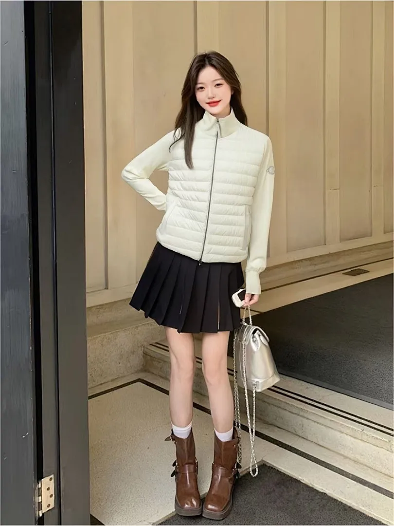 Moncler蒙口24s新款袖子拼接针织立领轻薄羽绒服外套