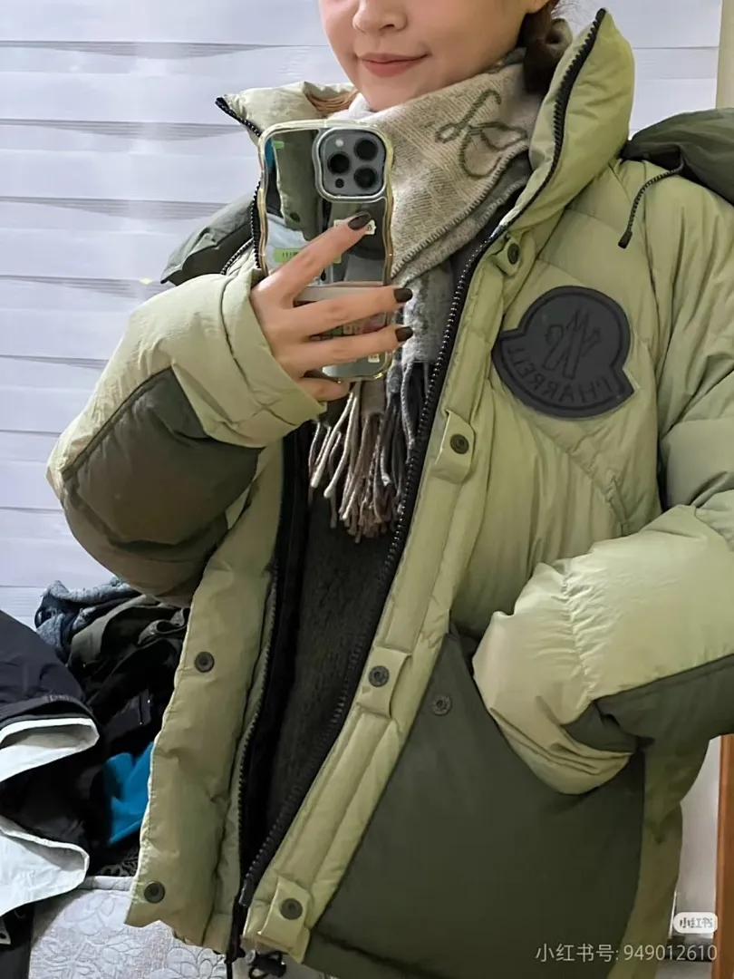 MONCLER GENIUSx菲董 联名款 FW23 拼接防水尼龙缝线连帽短款羽绒服