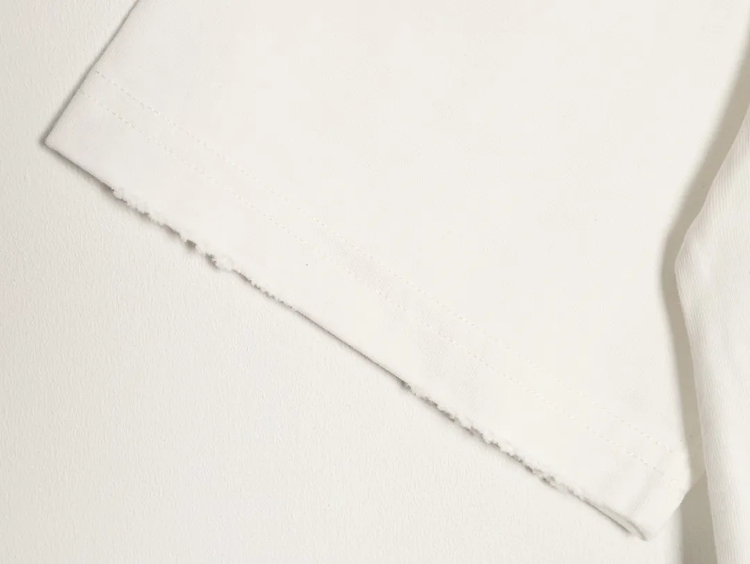 ChromeHearts/克罗心 马蹄刺绣烟雾泼墨水洗破洞短袖T恤