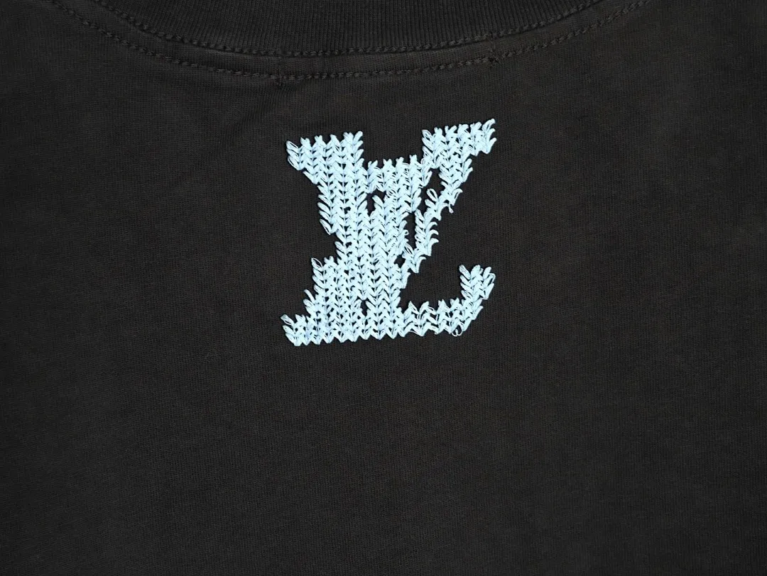 Louis Vuitton路易威登蓝色刺绣字母短袖