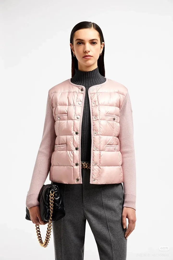 Moncler 蒙口 多纽扣针织拼接羽绒外套