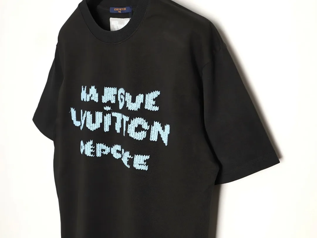 Louis Vuitton路易威登蓝色刺绣字母短袖