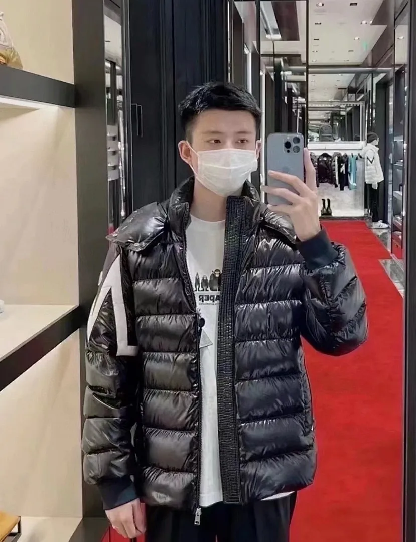 Moncler蒙口FW22corydale双峰款条纹连帽（帽子可拆卸）王一博同款羽绒服