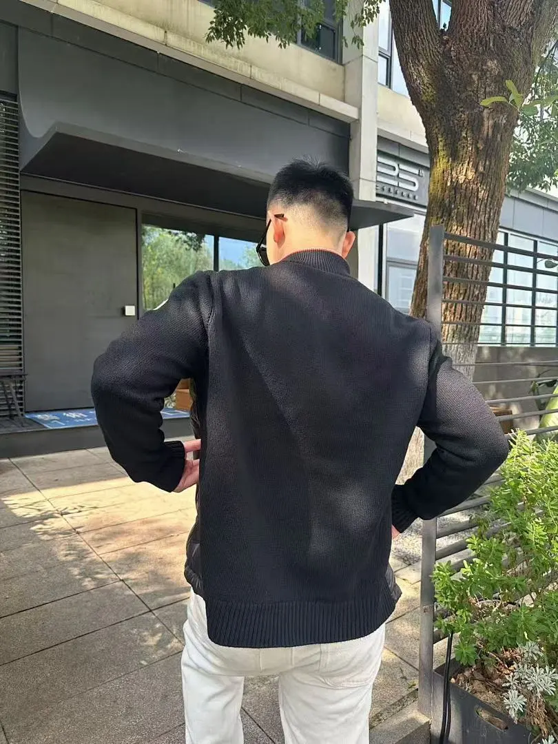 MONCLER蒙口MC 绗缝毛织拼接立领羽绒服