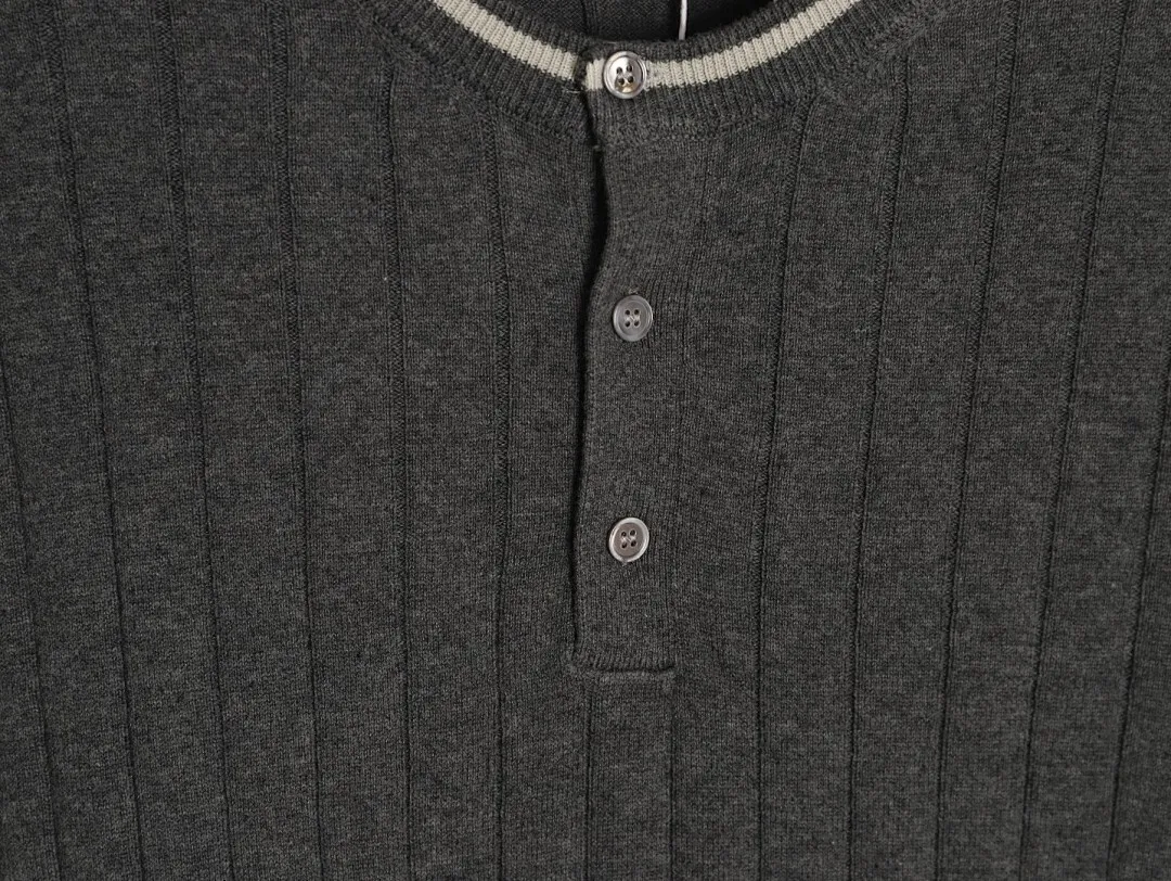 BRUNELLO CUCINELLI BC 绞花亨利领针织短袖T恤