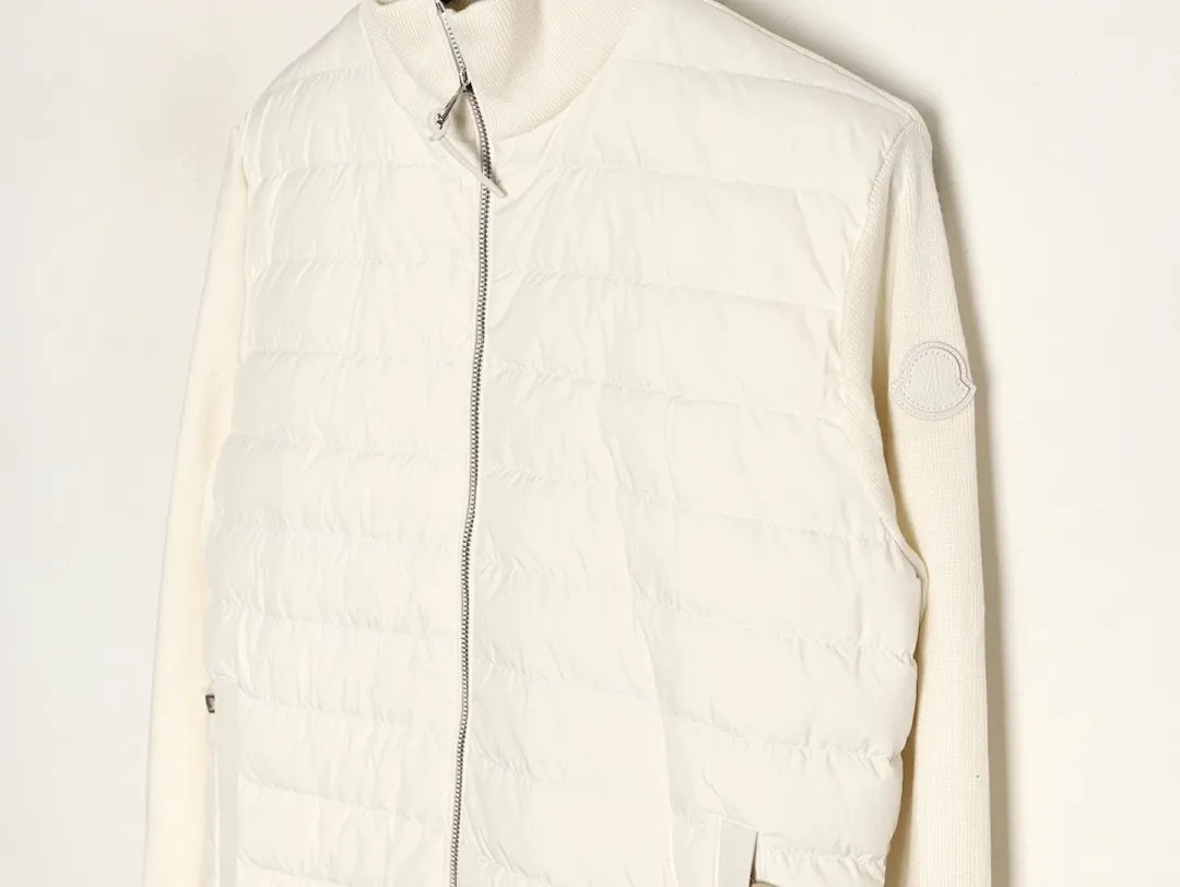 Moncler蒙口24s新款袖子拼接针织立领轻薄羽绒服外套