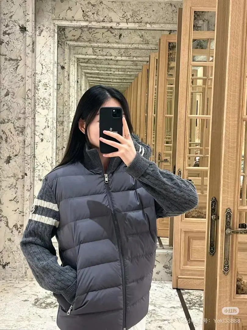 Moncler 蒙口 Padded Corduroy系列 FW24 拉链拼接袖轻便针织开衫羽绒服