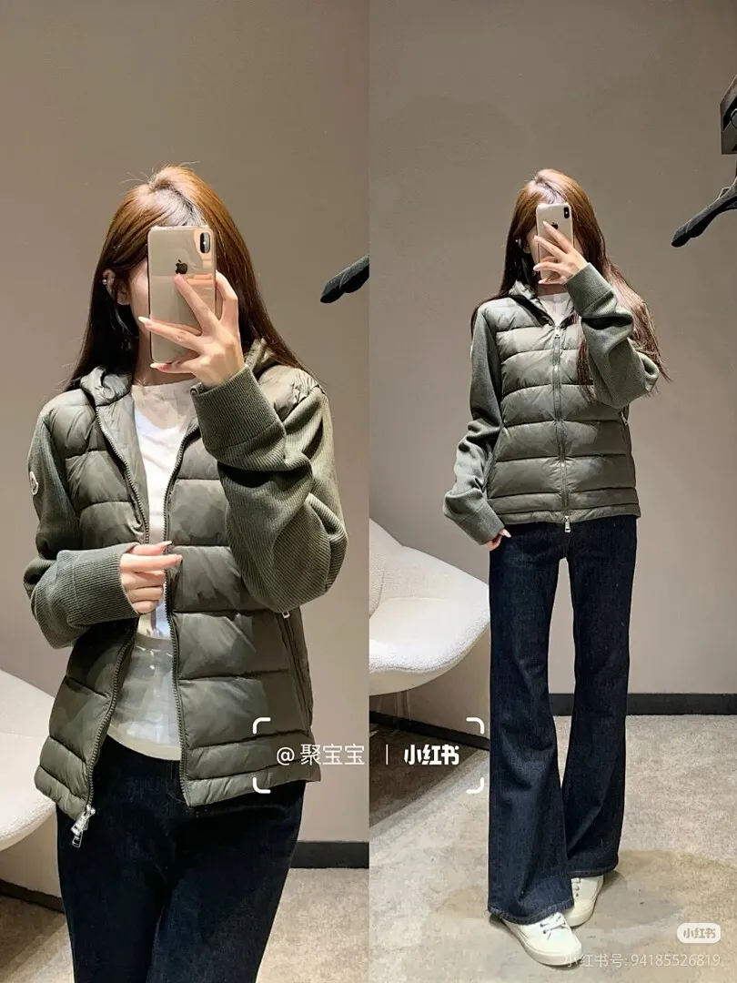 Moncler 蒙口 24s新款袖子拼接针织连帽轻薄羽绒服外套 秋冬新款羽绒拼接夹克