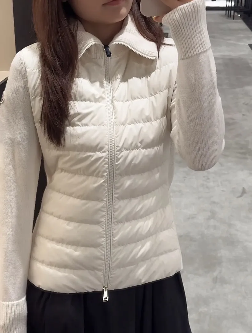 Moncler 蒙口 高领针织羽绒服Cardigan Tricot女士高领加衬羊毛拉链开衫