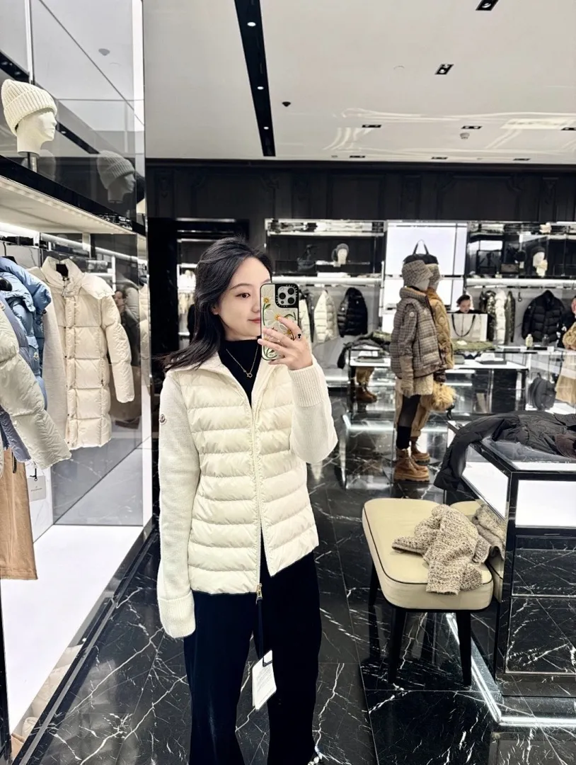 Moncler 蒙口 高领针织羽绒服Cardigan Tricot女士高领加衬羊毛拉链开衫