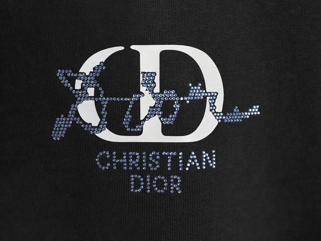 DIOR 迪奥 2026新款 3M反光字母+烫珠logo 男女同款 短袖t恤