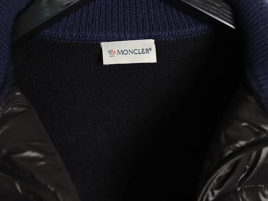 MONCLER蒙口MC 绗缝毛织拼接立领羽绒服
