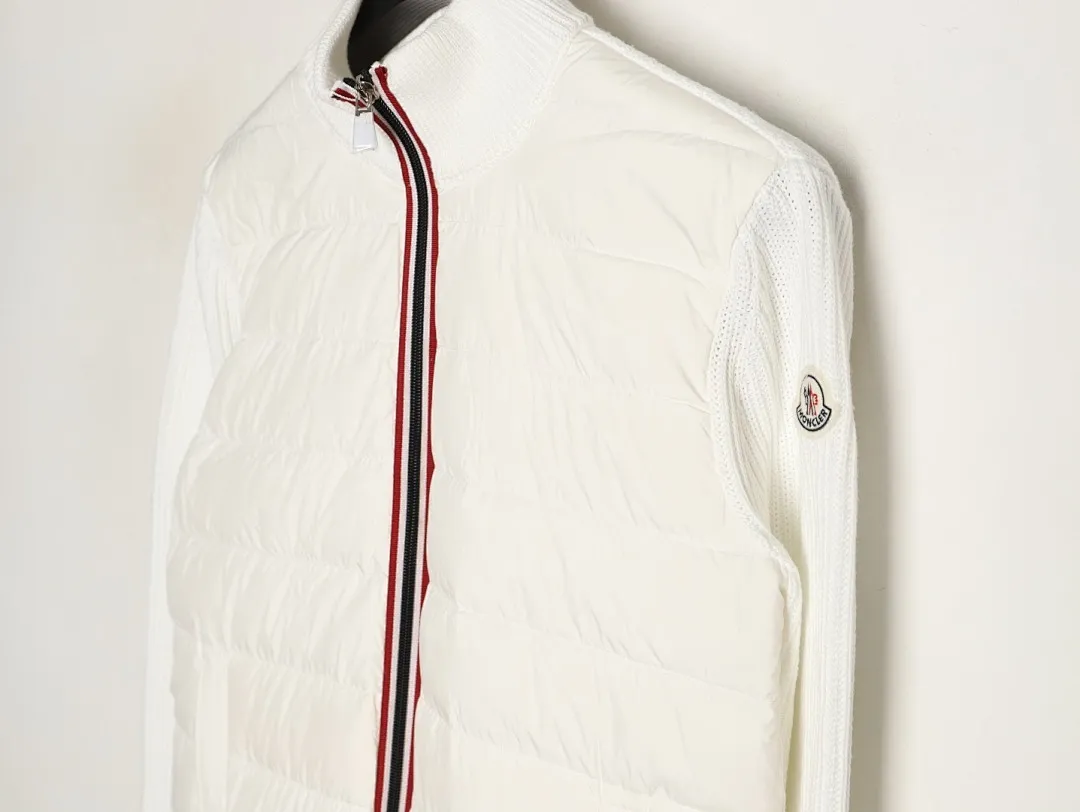 Moncler/蒙口 门襟织带针织拼接羽绒外套