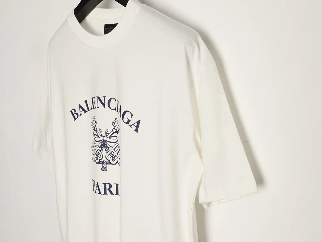 BALENCIAGA巴黎世家BLCG 钥匙图案印花短袖T恤