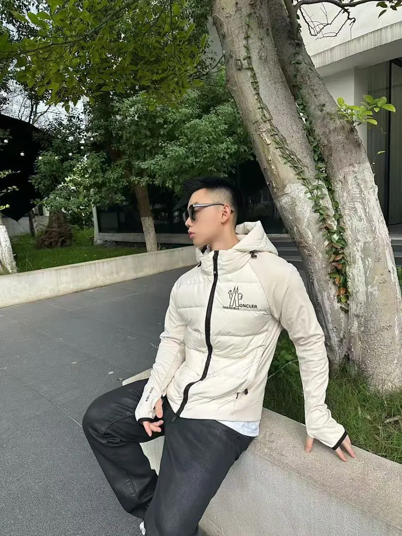 MONCLER X RICK OWENS 联名款 拼接袖连帽羽绒服
