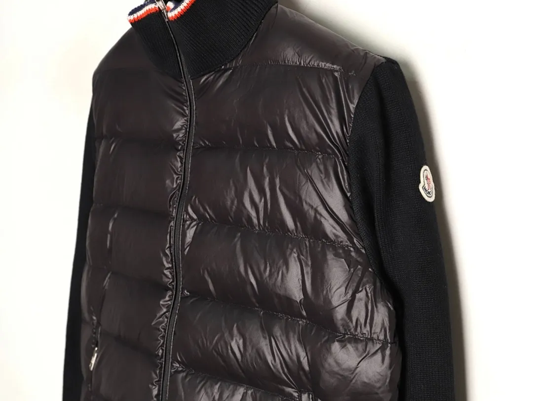 MONCLER蒙口MC 绗缝毛织拼接立领羽绒服