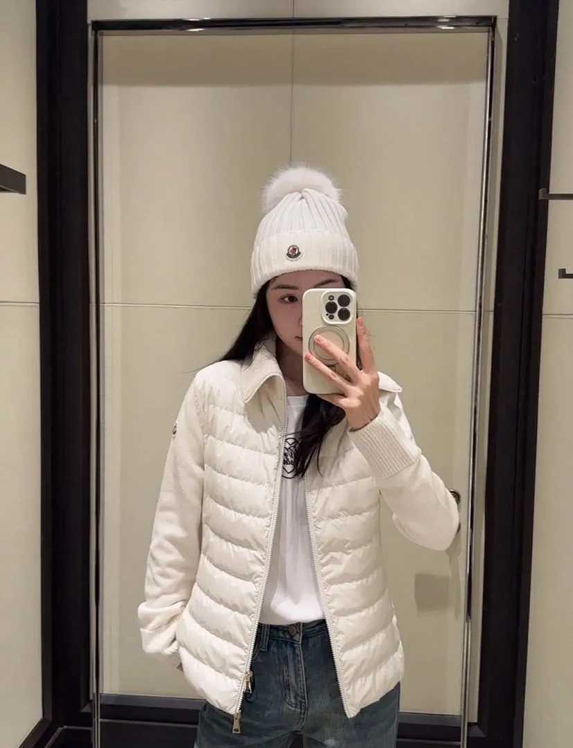 Moncler 蒙口 高领针织羽绒服Cardigan Tricot女士高领加衬羊毛拉链开衫