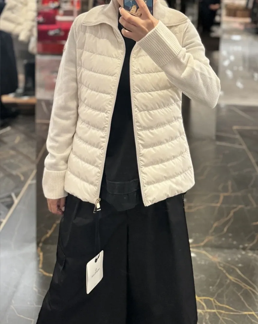 Moncler 蒙口 高领针织羽绒服Cardigan Tricot女士高领加衬羊毛拉链开衫