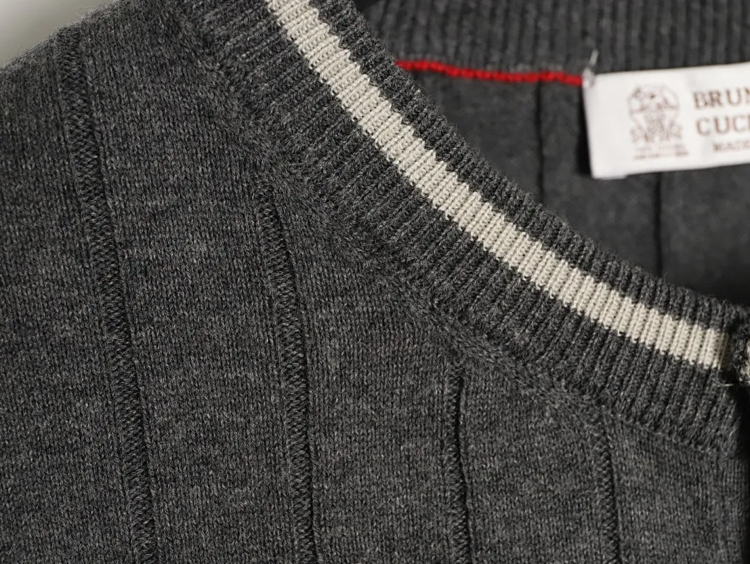 BRUNELLO CUCINELLI BC 绞花亨利领针织短袖T恤