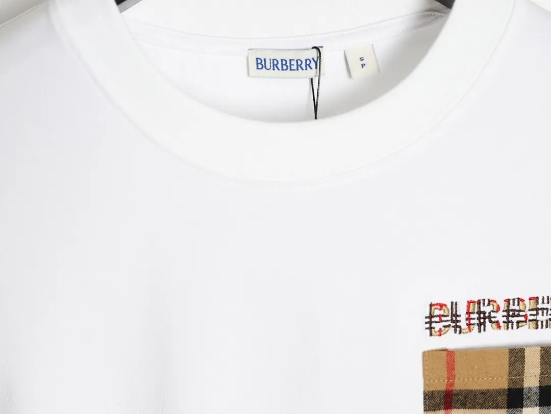Burberry/巴宝莉 格纹口袋尼龙拼接短袖