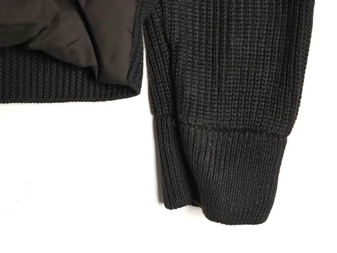 Moncler/蒙口 门襟织带针织拼接羽绒外套