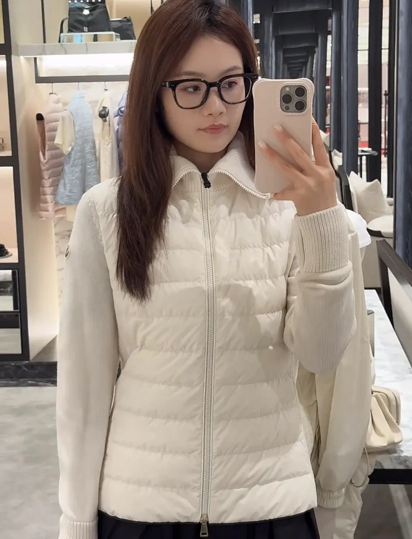 Moncler 蒙口 高领针织羽绒服Cardigan Tricot女士高领加衬羊毛拉链开衫