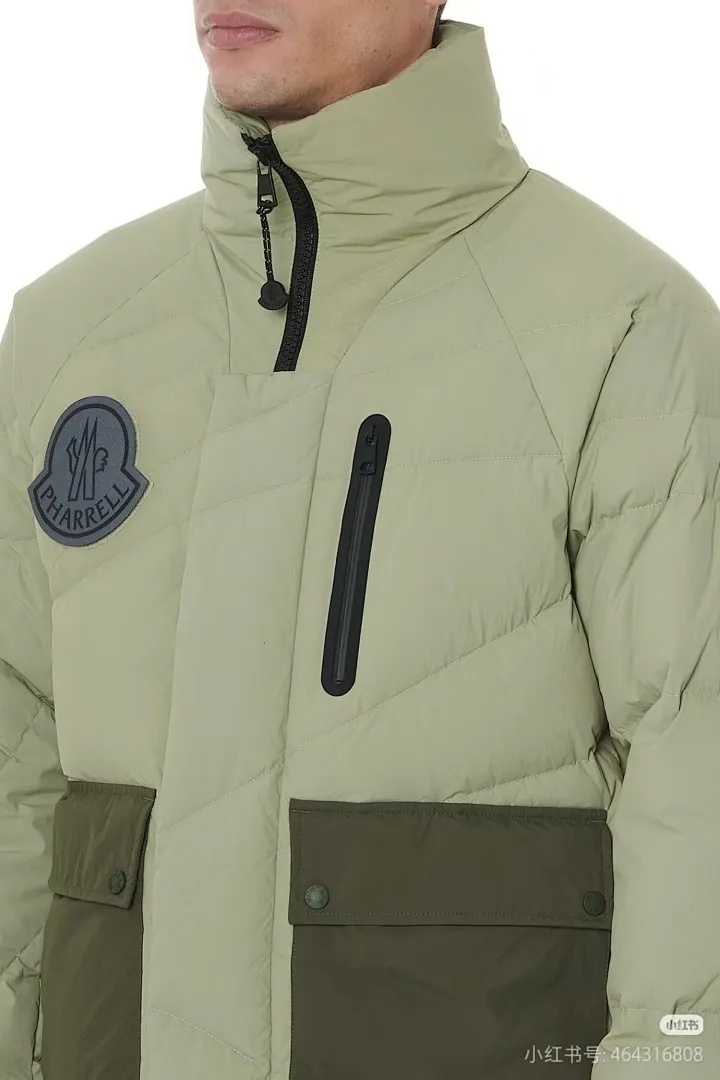 MONCLER GENIUSx菲董 联名款 FW23 拼接防水尼龙缝线连帽短款羽绒服