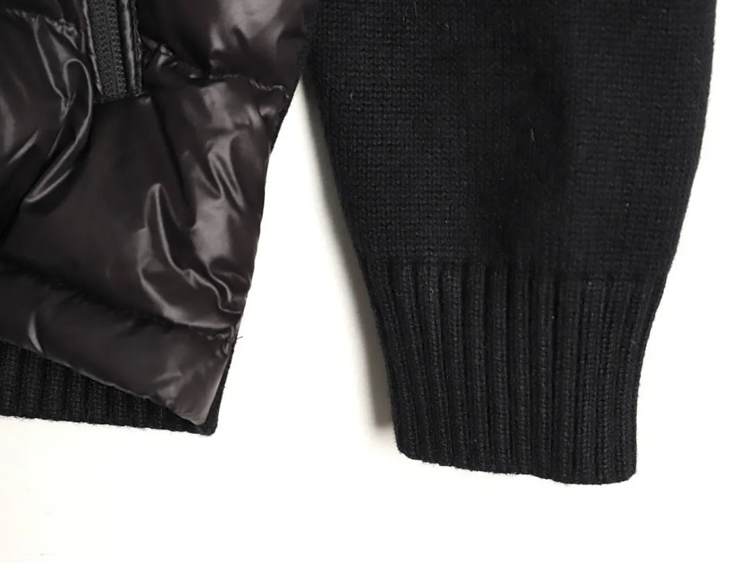 MONCLER蒙口MC 绗缝毛织拼接立领羽绒服