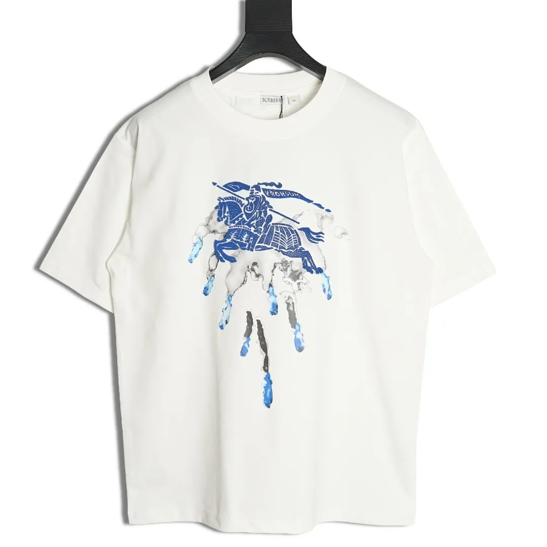 Burberry/巴宝莉 25ss 战马牙刷绣及泼墨印花短袖T恤