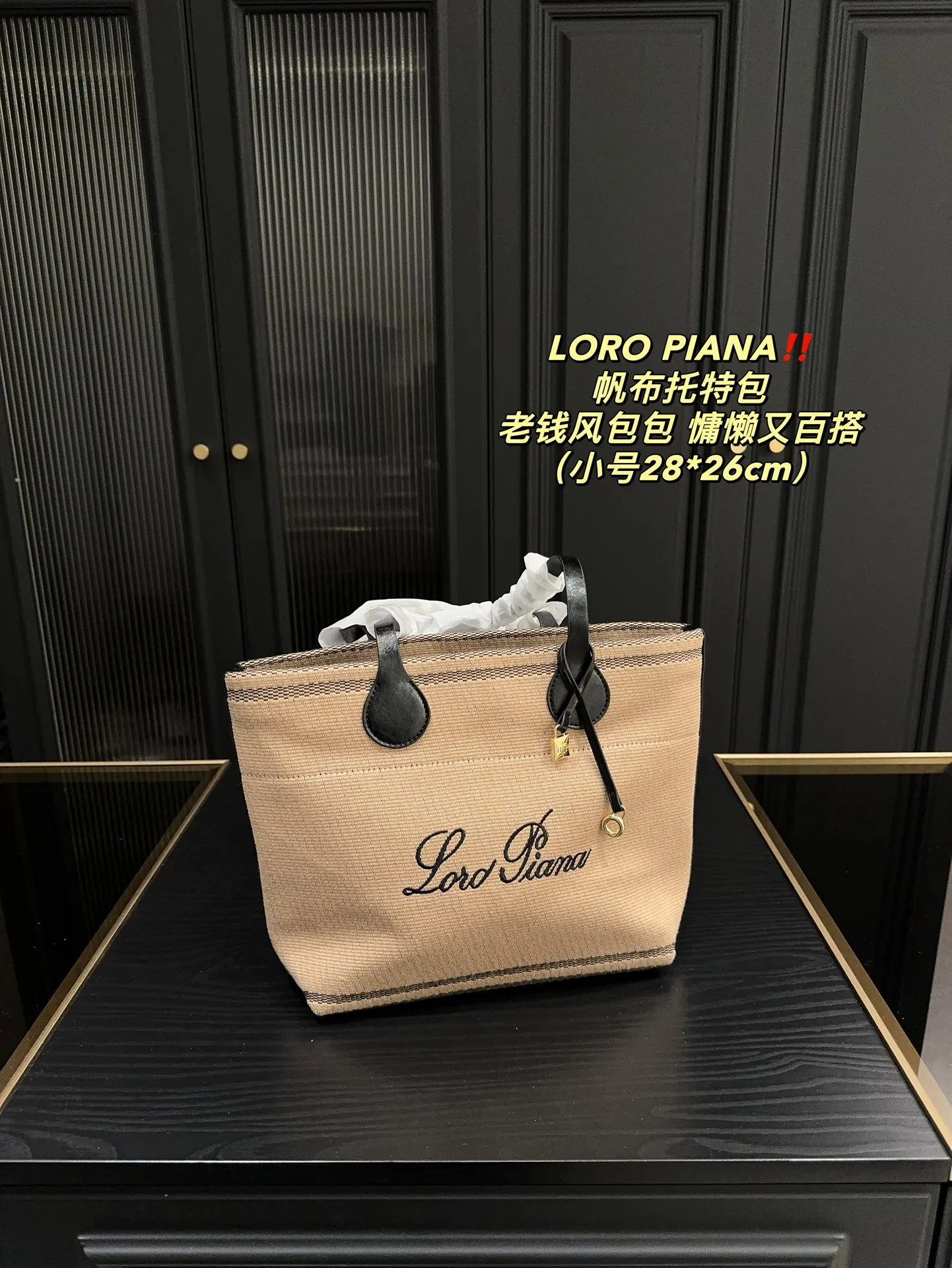 大号P185⚠️尺寸40.28 小号P165⚠️尺寸28.26 LOROPIANA 帆布托特包 简直是没有缺点的一款 上班通勤凹造型都不错,出差旅游妈咪包 背上就是一整个大Chill 一年四季都好背 今天搭配一个挂饰 感觉它的美上升了一个阶层 姐妹们 直接冲