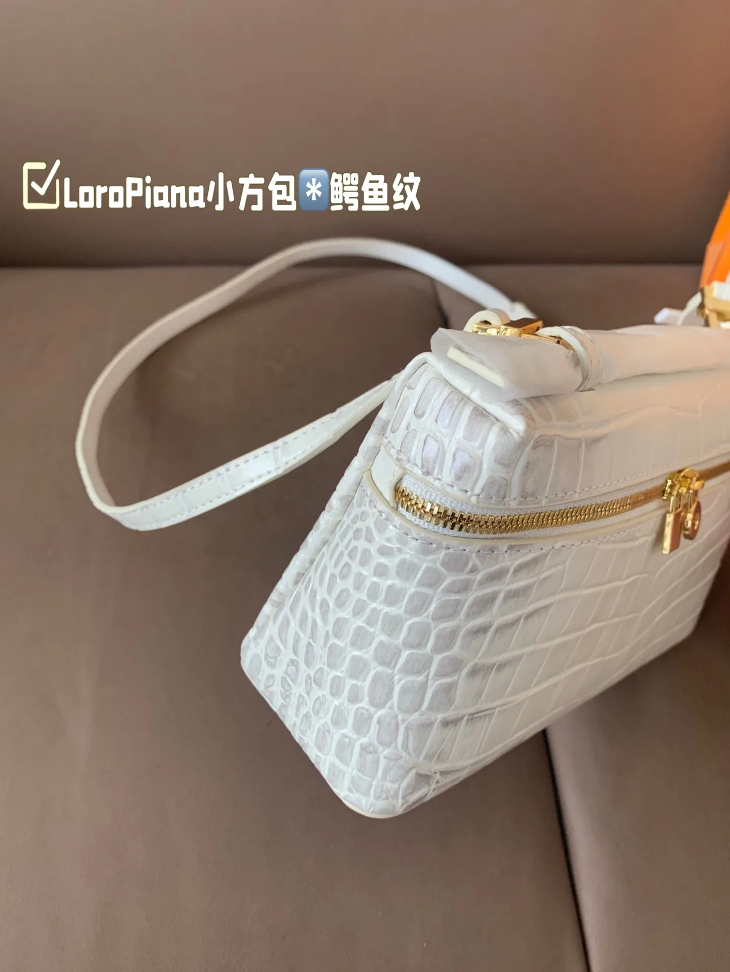 P175 配盒子 貌美如花LoroPiana小方鳄鱼纹 不再买包的我看到这个小白真是受不了 简直太适合夏天,容量可放下手机 钥匙 气垫 手纸 口红等,好喜欢這 #OroPiana#夏日小包推荐 尺寸:20*12