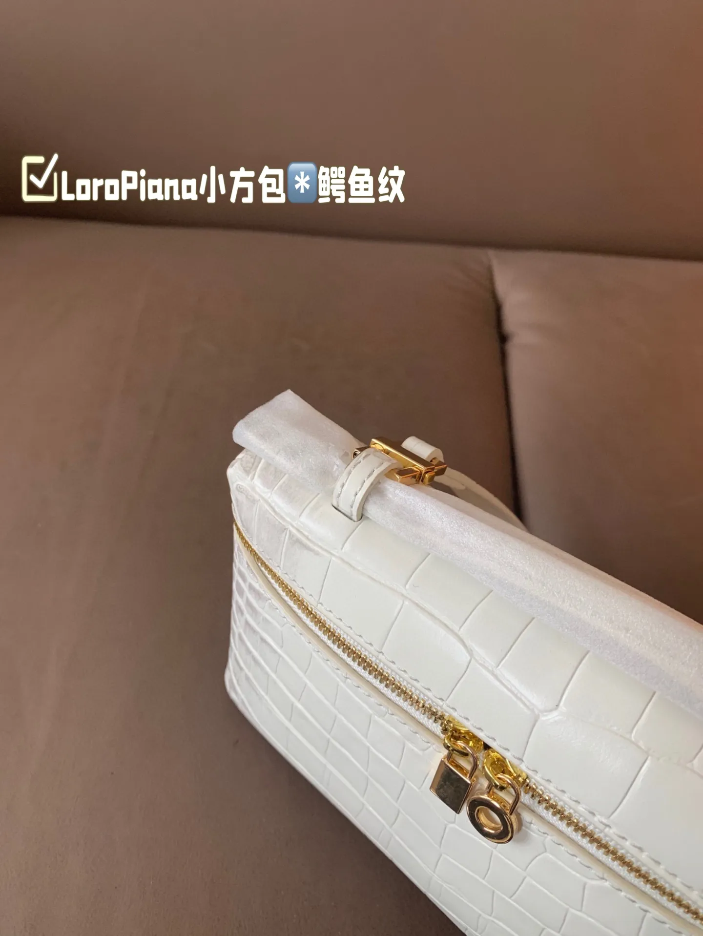 P175 配盒子 貌美如花LoroPiana小方鳄鱼纹 不再买包的我看到这个小白真是受不了 简直太适合夏天,容量可放下手机 钥匙 气垫 手纸 口红等,好喜欢這 #OroPiana#夏日小包推荐 尺寸:20*12