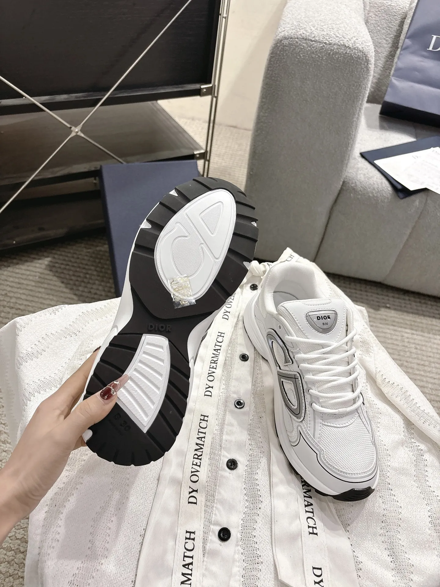 Best Quality Dior B30 Sneakers 1:1 High End White Grey Reflective Trainers