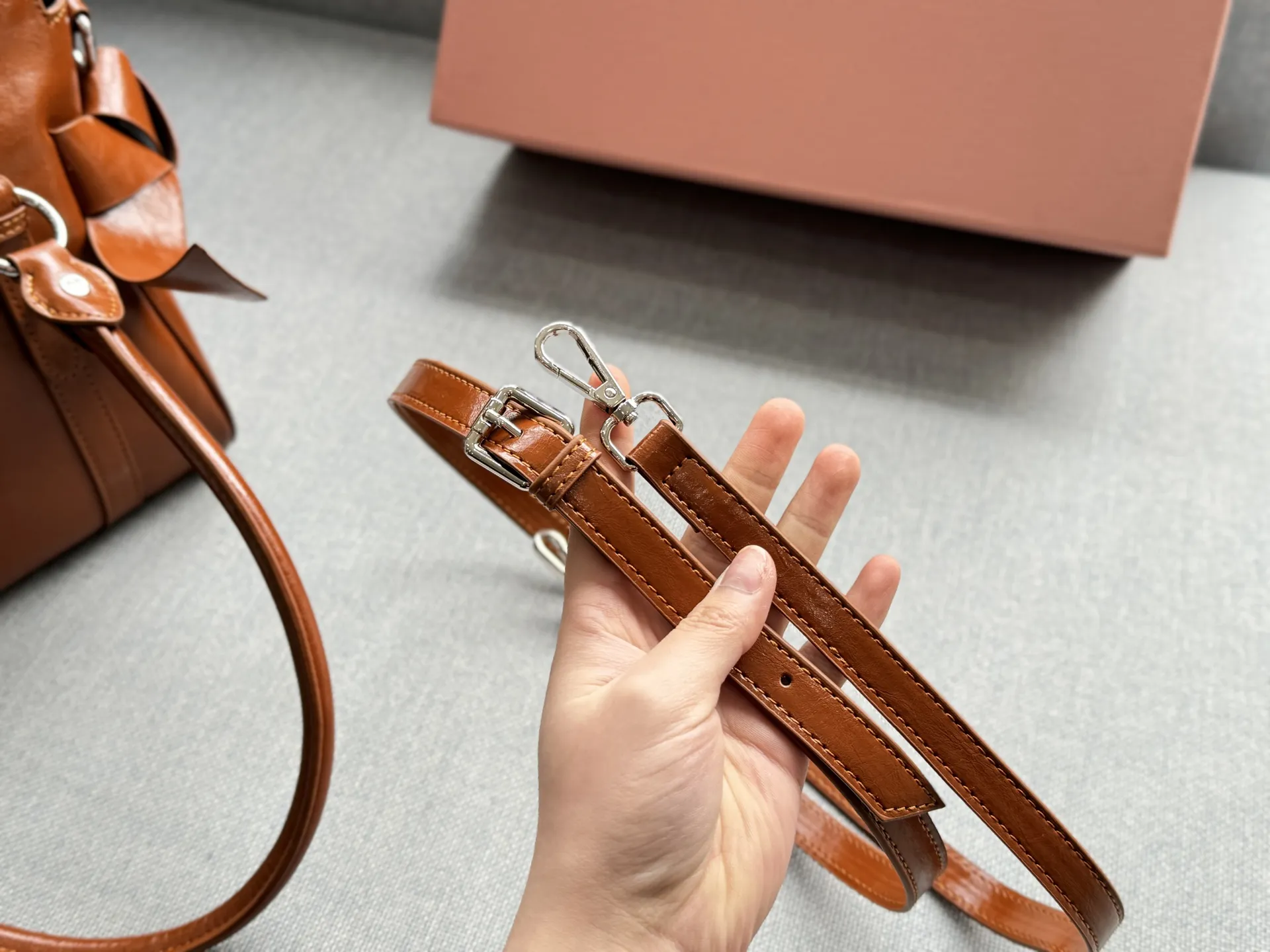 Collection of Miu Miu waxed leather shoulder bags with bow decorations in multiple colors (Black, Brown, Grey, Beige) - Size 26 - xiashuluxe