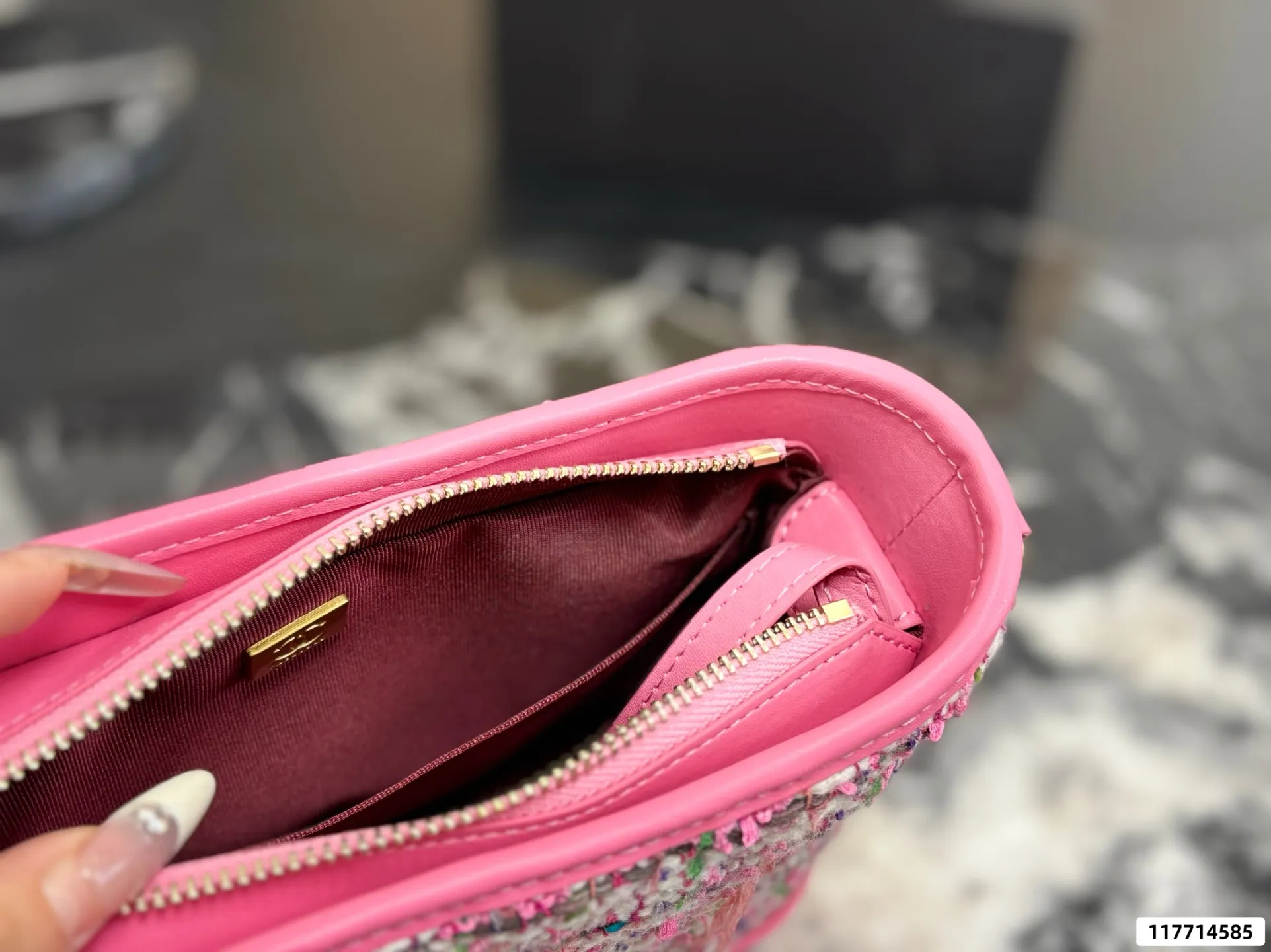 Collection of Chanel Gabrielle hobo bags in various materials including tweed and sequins with luxury packaging - xiashuluxe