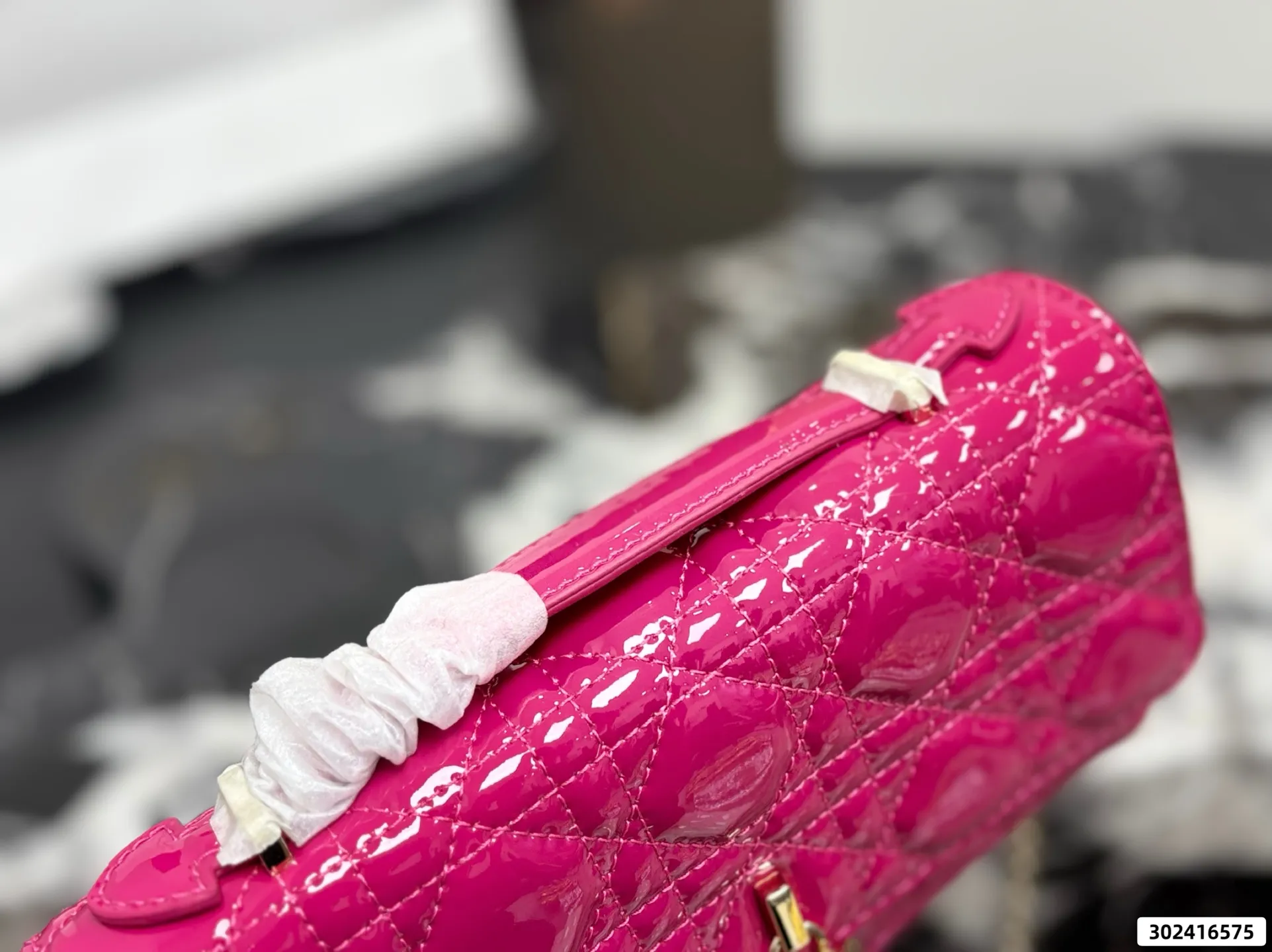 Collection of Lady Dior pouches in colorful patent leather with gold charms and luxury packaging - xiashuluxe