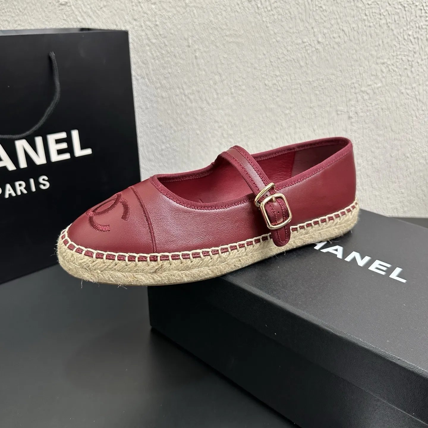 Chanel 1:1 white lambskin Mary Jane espadrilles with CC embroidery and luxury packaging - xiashuluxe