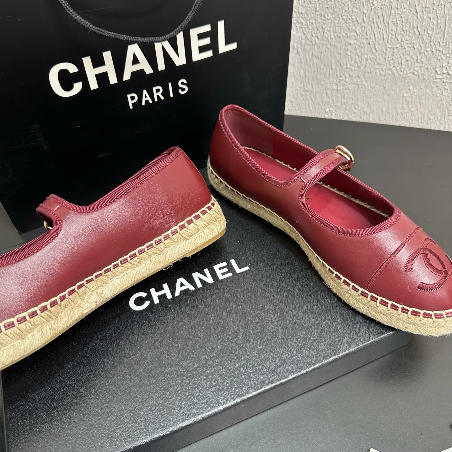 Chanel 1:1 white lambskin Mary Jane espadrilles with CC embroidery and luxury packaging - xiashuluxe