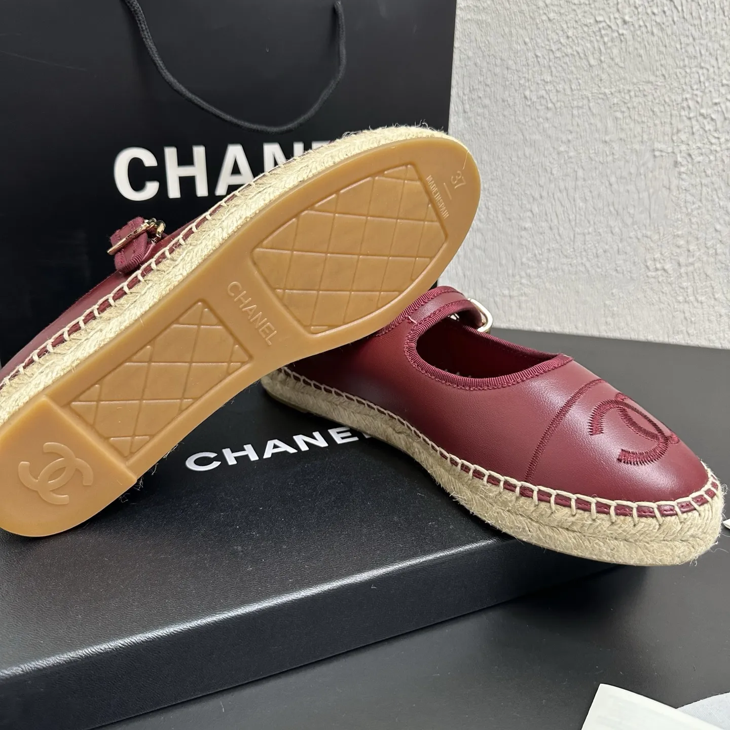 Chanel 1:1 white lambskin Mary Jane espadrilles with CC embroidery and luxury packaging - xiashuluxe
