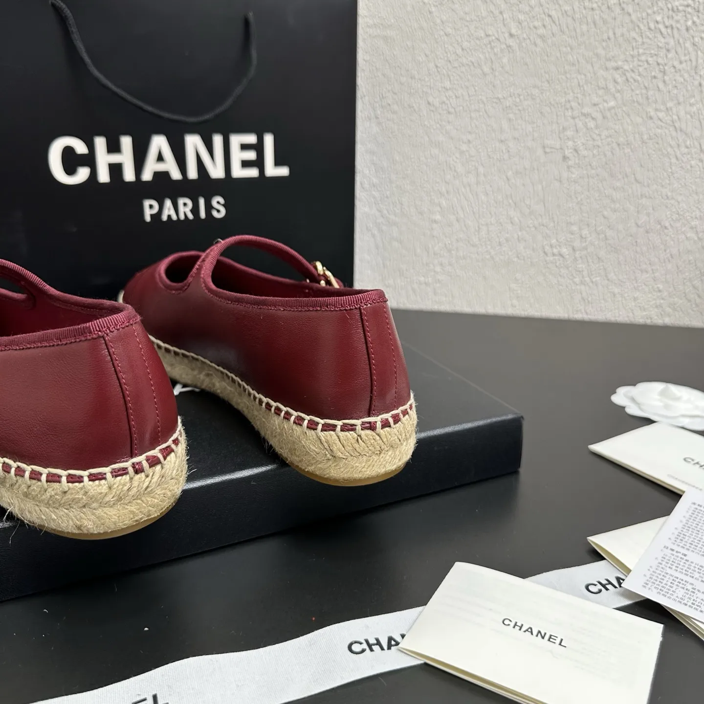 Chanel 1:1 white lambskin Mary Jane espadrilles with CC embroidery and luxury packaging - xiashuluxe